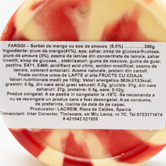 Sorbet de mango cu sos de zmeură 450ml