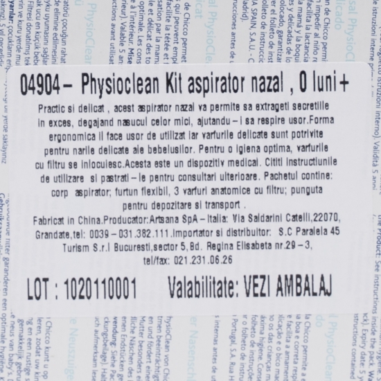 Kit aspirator nazal Physioclean 0 luni+