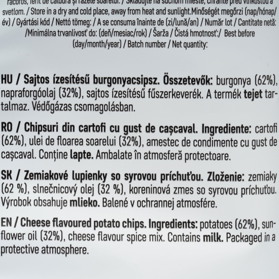 Chipsuri din cartofi cu gust de cașcaval 140g