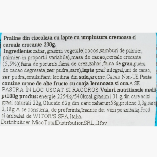 Mini ouă din ciocolată cu lapte și umplutură cremoasă cu cereale, 230g