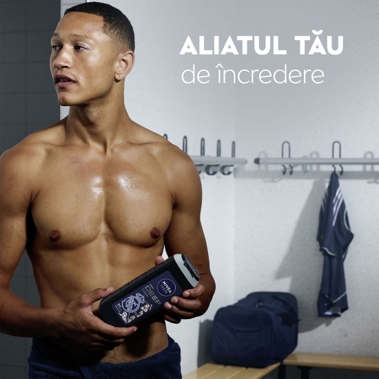 Gel de duș pentru bărbați Deep Clean 3în1, pentru corp, față și păr, ediție limitată Real Madrid 500ml