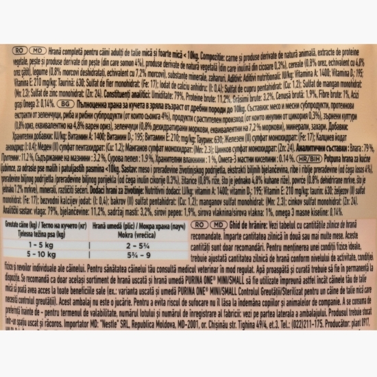 Hrană umedă pentru câini Mini Adult Sensitive, 85g, cu somon, orez și morcovi 