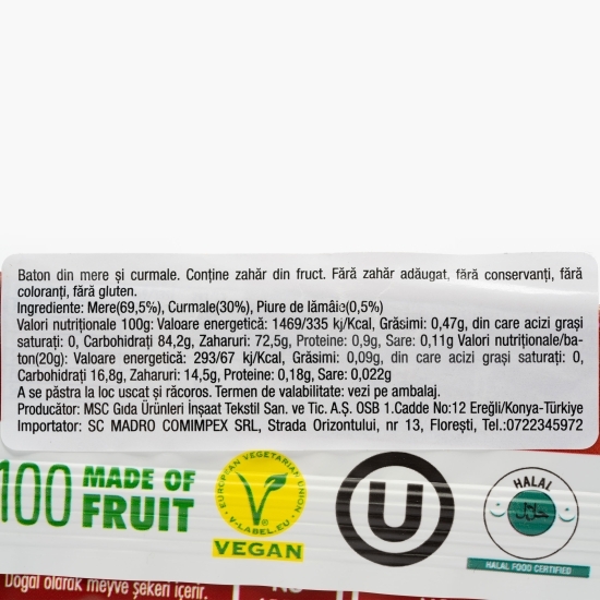 Baton de mere și curmale fără zahăr 20g