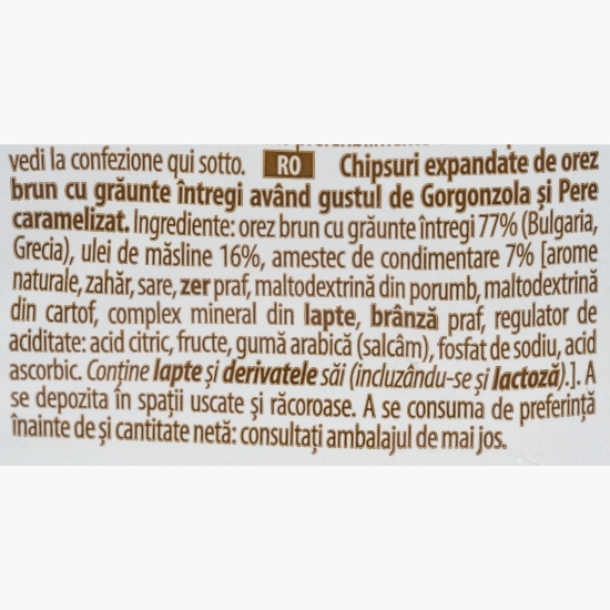 Chips de orez cu gorgonzola și pere caramelizate 60g