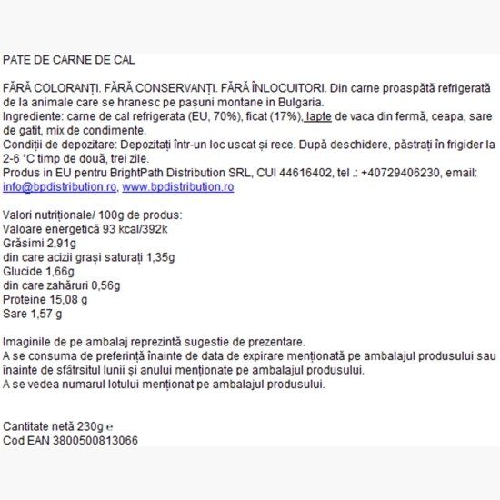 Pate de carne de cal 230g