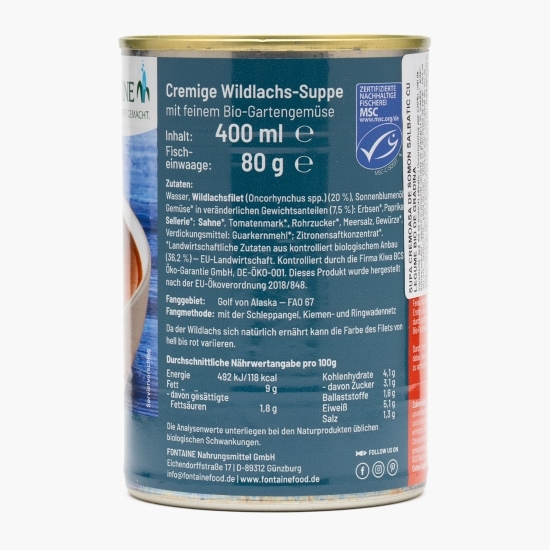 Supă cremoasă de somon sălbatic cu legume eco de grădină 400ml
