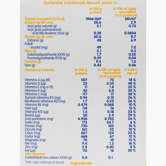 Formulă de lapte Junior, +1 an, 1200g
