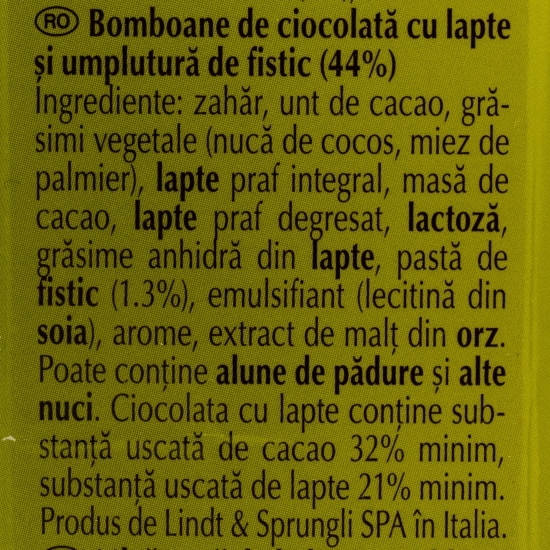 Bomboane de ciocolată cu lapte și umplutură de fistic, 17 buc, 200g