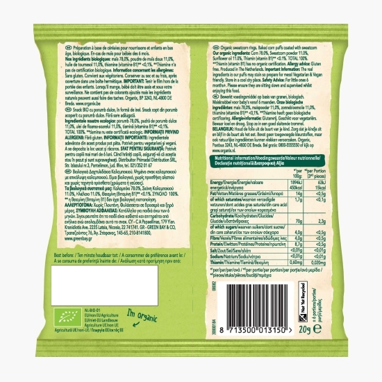 Snack ecologic din porumb dulce 20g, 6+ luni