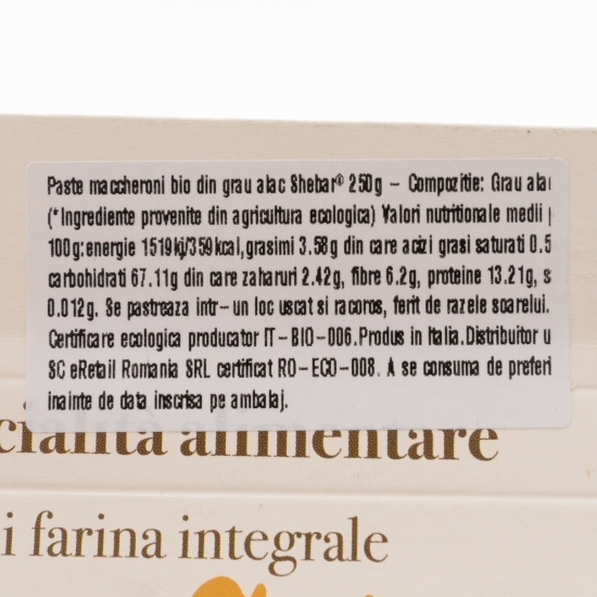 Paste maccheroni eco din grâu alac 250g