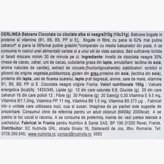 Batoane cu ciocolată neagră și albă 10x31g, 310g