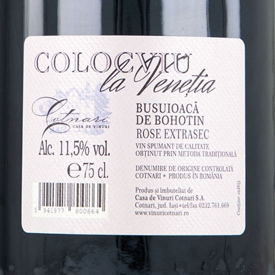 Vin spumant rose extrasec Busuioacă de Bohotin, 11.5%, 750ml