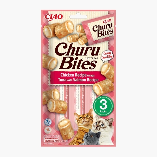 Recompense pentru pisici Churu Bites Ton & Somon 3x10g (30g)