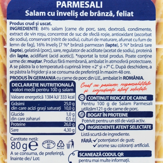 Salam Parmesali feliat 80g