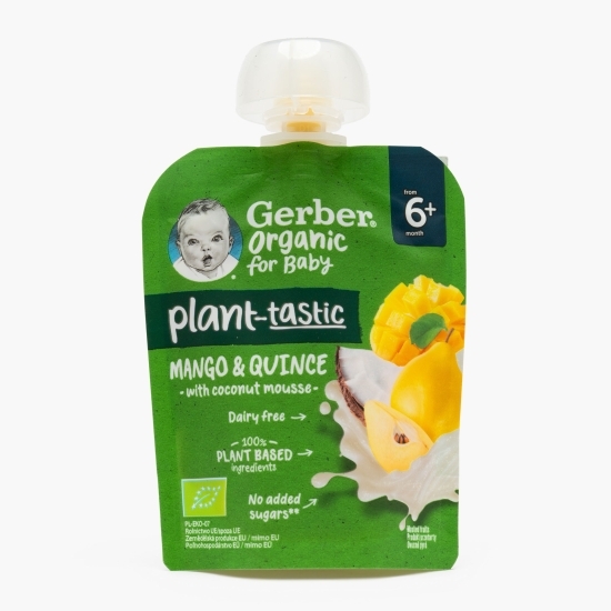 Desert ecologic cu mango și gutui, cu mousse de cocos 80g, +6 luni