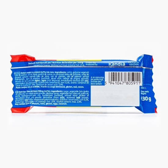 Baton de ciocolată cu cremă de rom 30g