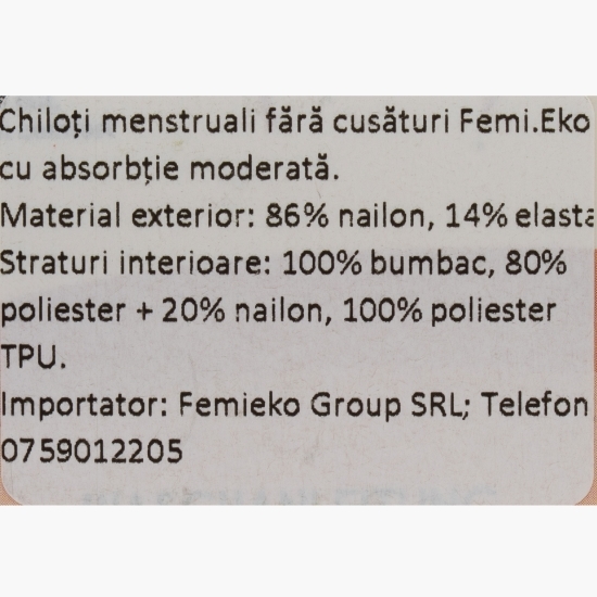 Chiloți menstruali fără cusături, flux moderat, mărimea M