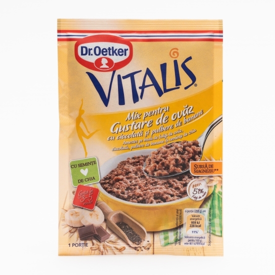 Mix pentru gustare de ovăz Vitalis cu ciocolată și banane 58g