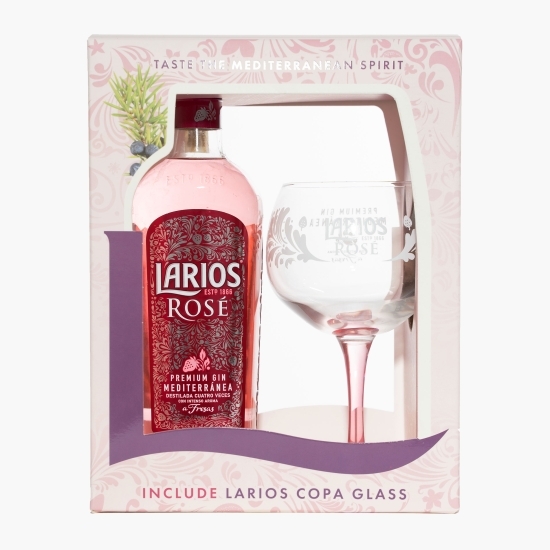 Gin rose Mediaterranea, 37.5%, 0.7l + pahar