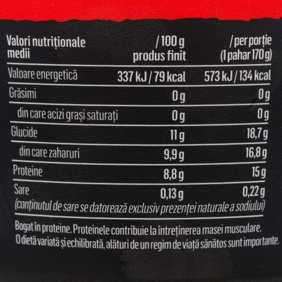 Iaurt proteic cu zmeură, rodie și goji, 0% grăsimi, 170g