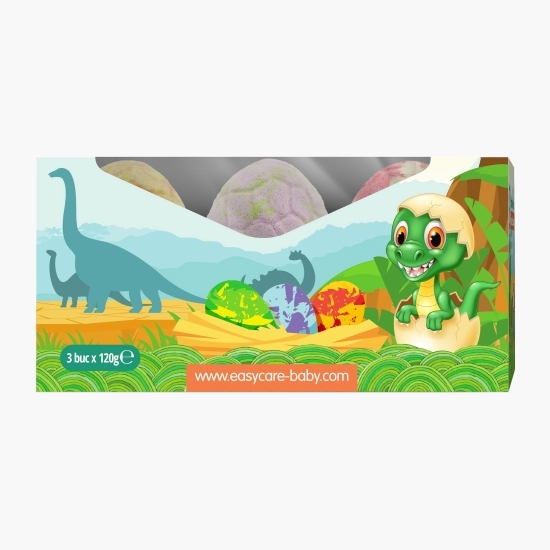 Bombe de baie ou de dinozaur cu surprize, parfum fructe, 3 buc