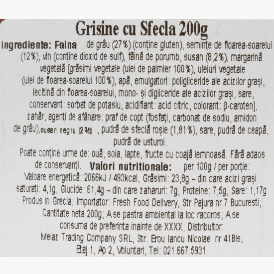 Grisine cu sfeclă 200g