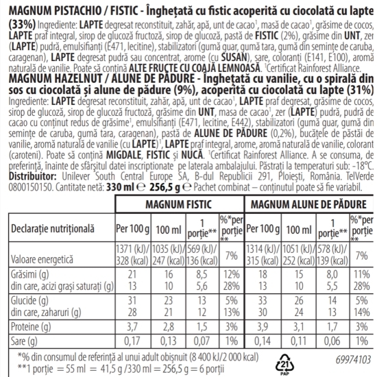 Înghețată mini mix alune de pădure și fistic 6x55ml
