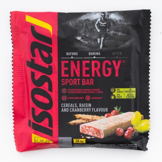 Baton sport cu stafide-merișoare 3x40g