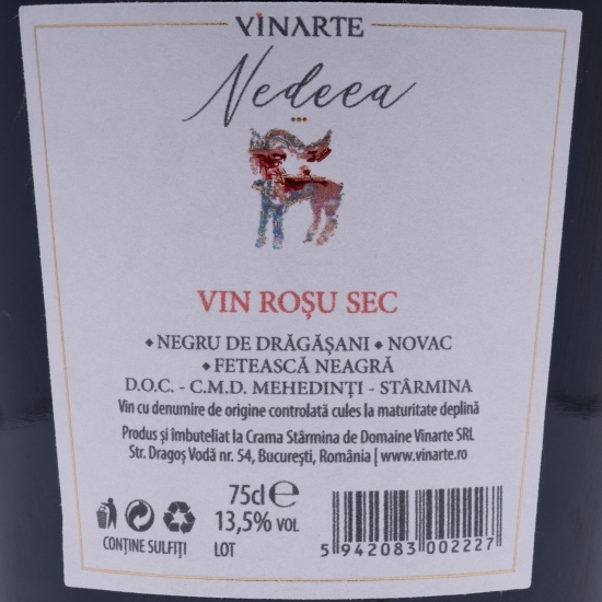 Vin roșu sec Negru de Drăgășani, Novac & Fetească Neagră, 13.5%, 0.75l