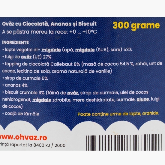 Budincă de ovăz cu ciocolată, ananas și biscuit, fără zahăr adăugat 300g