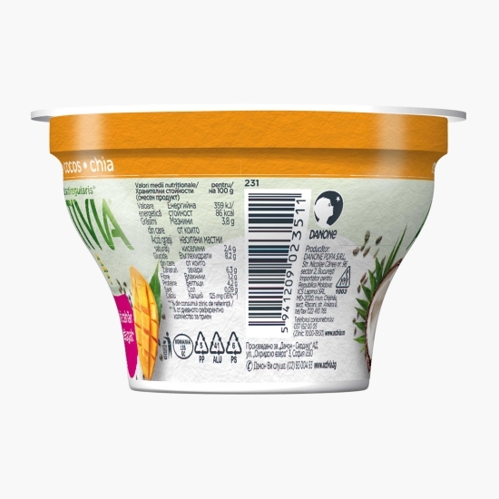 Iaurt cu mango, chia și cocos, 3.8% grăsime, fără zahăr adăugat, 150g