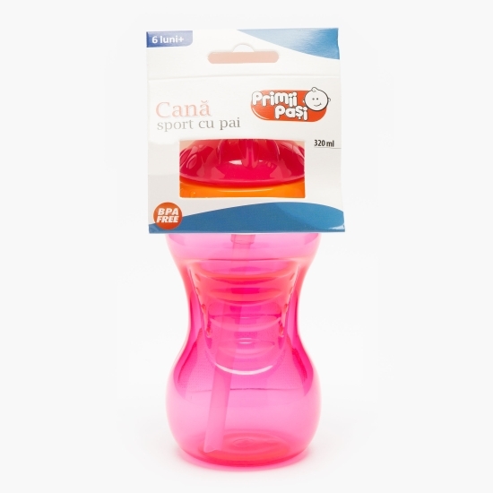 Cană sport cu pai roșu, 6+ luni, 320ml
