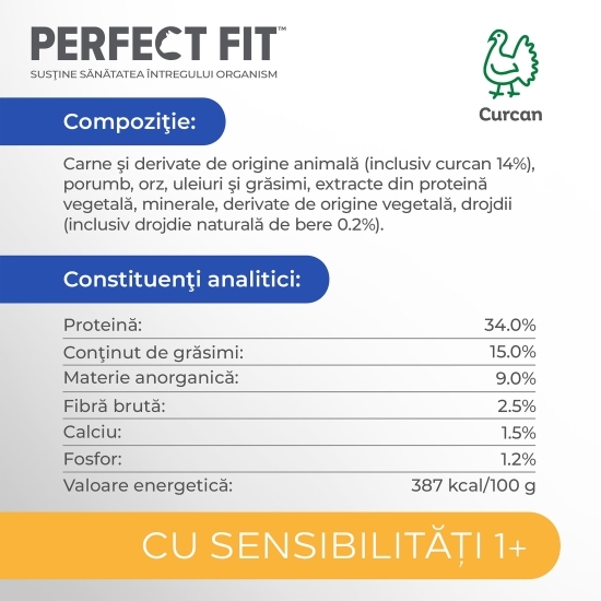 Hrană uscată pentru pisici sensibile adulte, 1.4kg, curcan