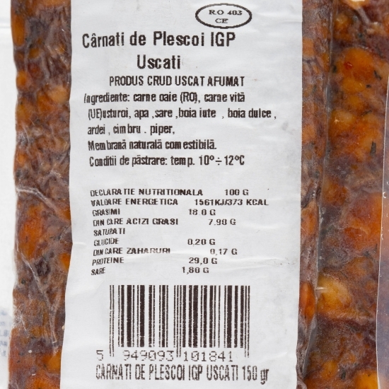 Cârnați de Pleșcoi IGP uscați 150g