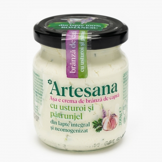 Brânză cremoasă din lapte de capră cu usturoi și pătrunjel 200g