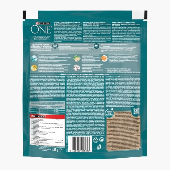 Hrană uscată pentru pisici adulte, 450g, One cu somon și cereale integrale