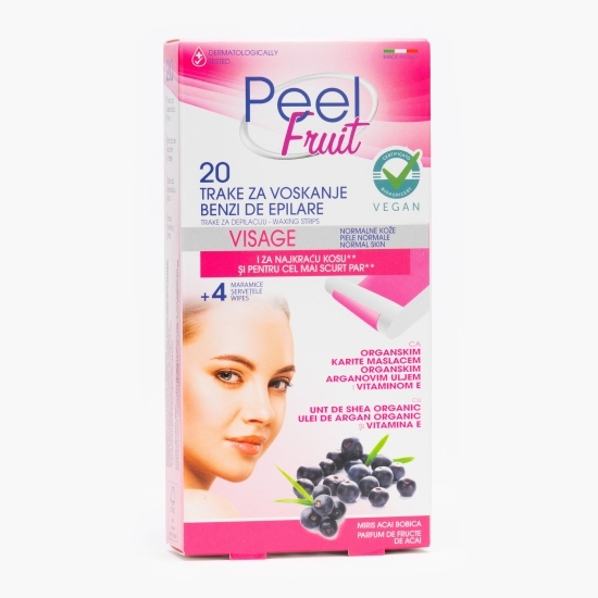 Benzi depilatoare pentru față, 20 benzi de ceară + 4 servețele