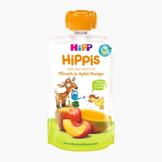 Piure ecologic de măr, mango, piersică, +1 an, 100g