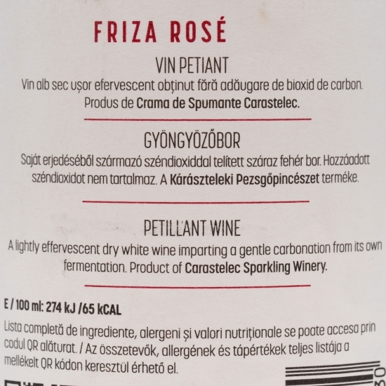 Vin petiant rose sec Pinot Noir Friza, 10.5%, 0.75l