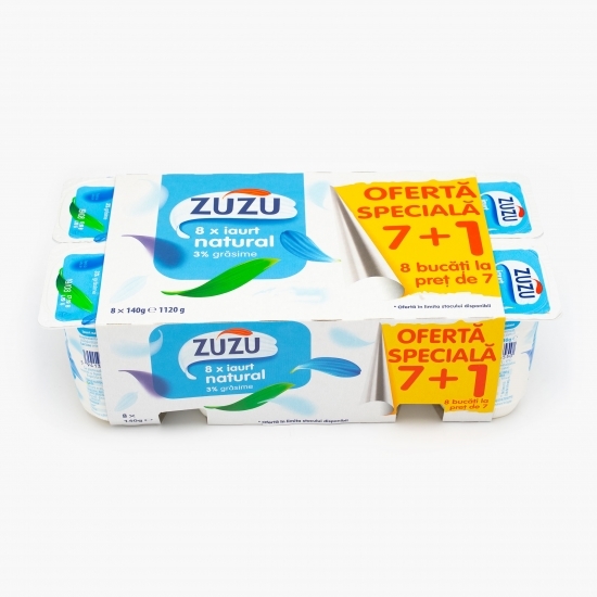 Pachet 7+1 iaurt natural 3% grăsime, 8x140g