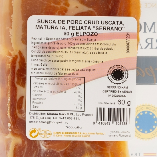Șuncă Serrano felii 60g