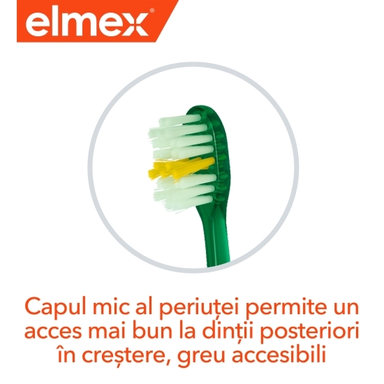 Periuță de dinți cu peri moi pentru copii Junior, vârstă 6-12 ani