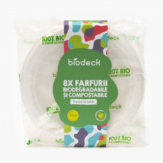 Farfurii din trestie rotunde albe 17cm 8 buc
