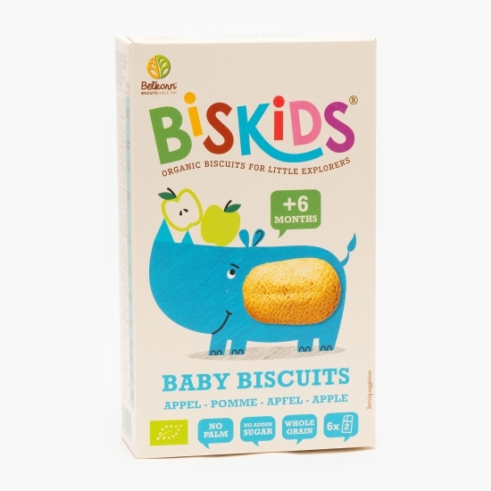 Biscuiți eco cu gust de măr, fără zahăr, pentru copii +6 luni 120g