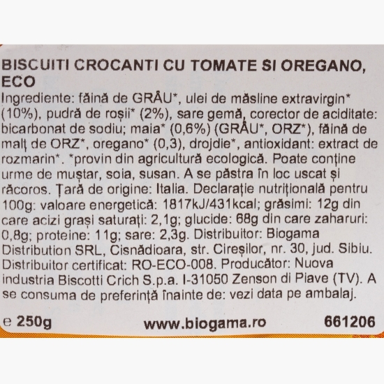 Biscuiți crocanți cu tomate și oregano eco, 250g