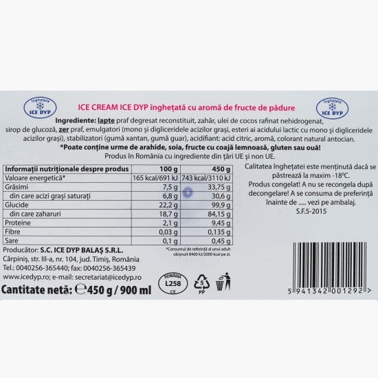 Înghețată fructe de pădure 900ml (450g)