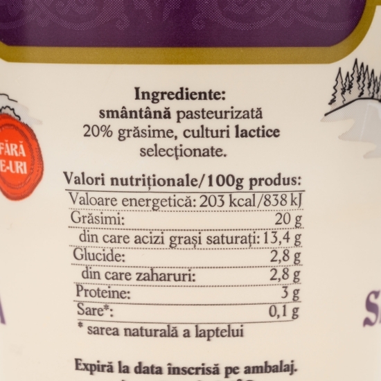 Smântână 20% grăsime, 375g