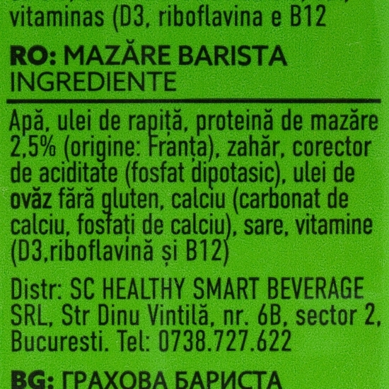 Băutură vegetală pe bază de mazăre Barista 1l