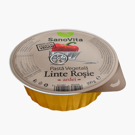 Pastă vegetală tartinabilă din linte roșie cu ardei și ceapă 100g