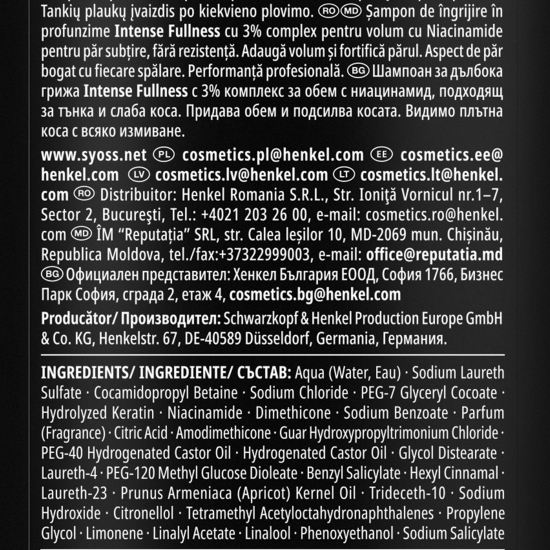Șampon Intense Fullness pentru păr subțire și lipsit de volum 440ml